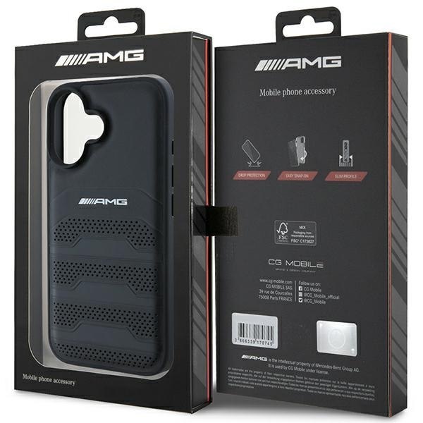AMG AMHCP16SGSEBK iPhone 16 6.1" czarny/black hardcase Leather Debossed